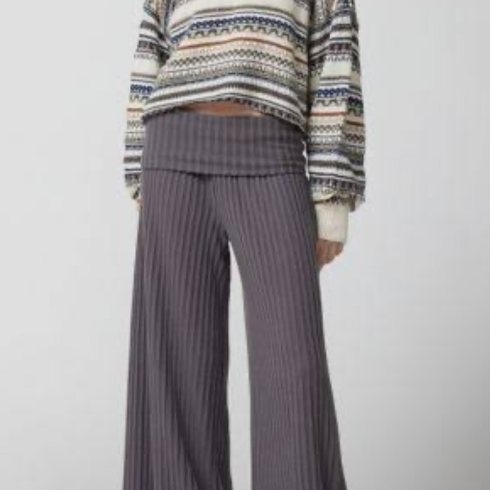 Urban Outfitters Gray Striped Wide-Leg Trousers
